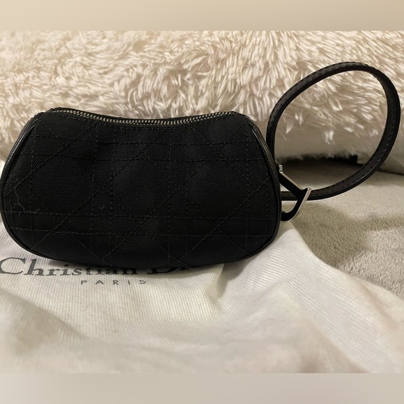 ❤️SOLD❤️Unused Authentic DIOR Black Cannage Mini Pouch in Canvas w Leather Trim - Picture 4 of 8